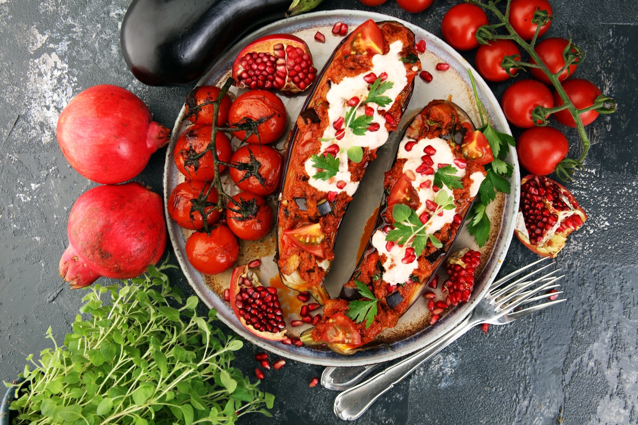 Gebratene Aubergine mit Tomatensugo